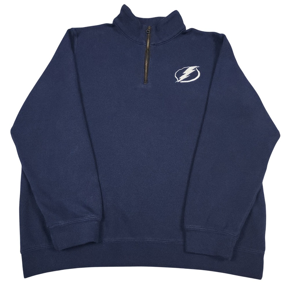Tampa Bay Lightning Sweatshirt Mens Navy Quarter Zip Embroidered Logo NHL Hockey